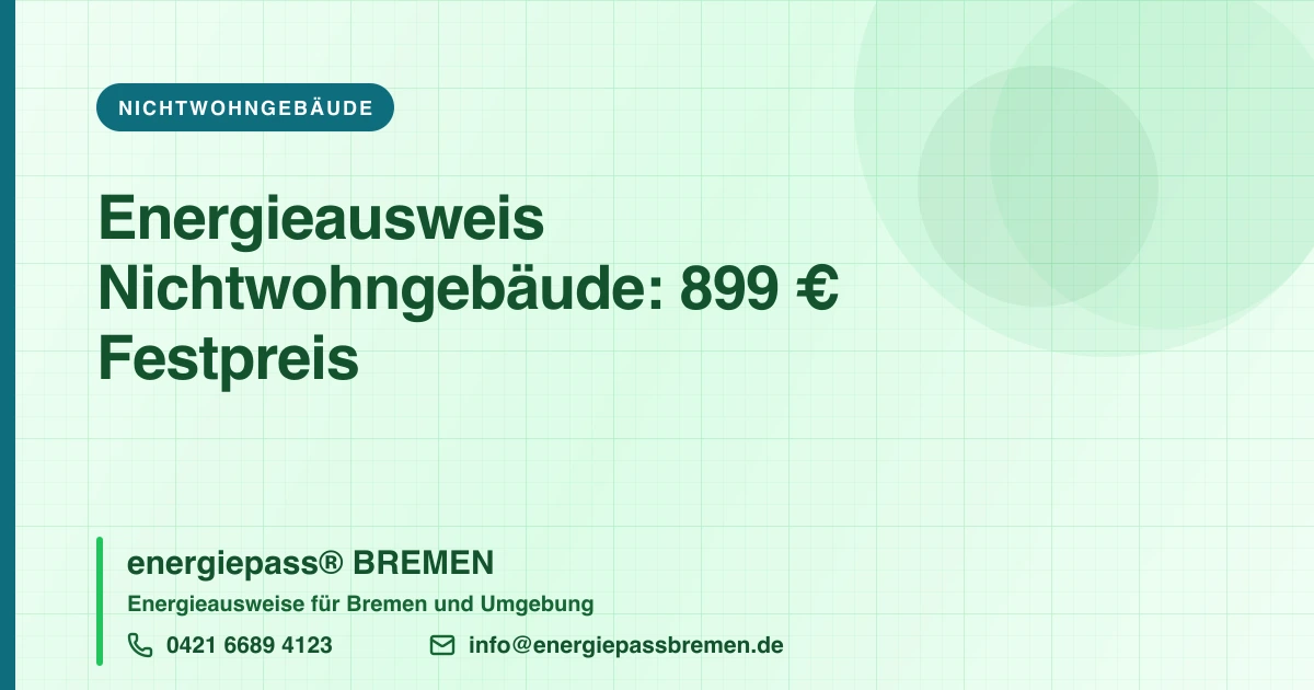 Was kostet der Energieausweis für Nichtwohngebäude? 899 € Festpreis